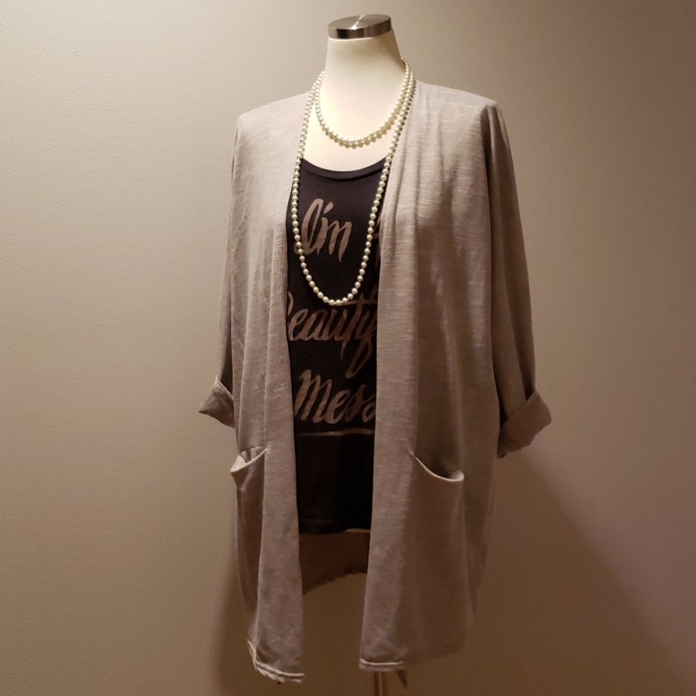DONNI BROWN CARDIGAN SWEATER OPEN FRONT OVERSIZED BOHO CASUAL WOMENS SIZE OSFM